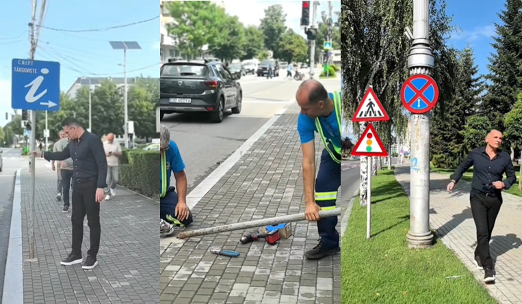 Primarul Stan dă jos pădurea de stâlpi din Târgoviște: peste 100 de stâlpi inutili, eliminați în primele două zile